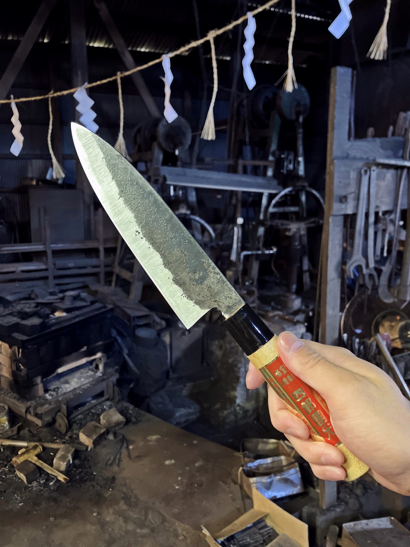 Single-Bevel Kurouchi Santoku Knife 170mm
