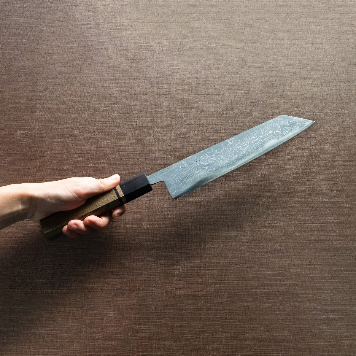 Kajihara Hamono Polished Finish Damascus Blue Steel No. 2 Kiritsuke 210mm - Japanese Food Craftsman Shop