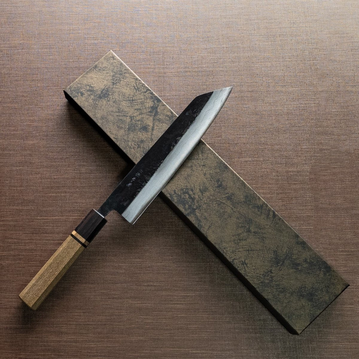 Kajihara Hamono Kurouchi Damascus Blue Steel No.2 Kiritsuke 210mm - Japanese Food Craftsman Shop