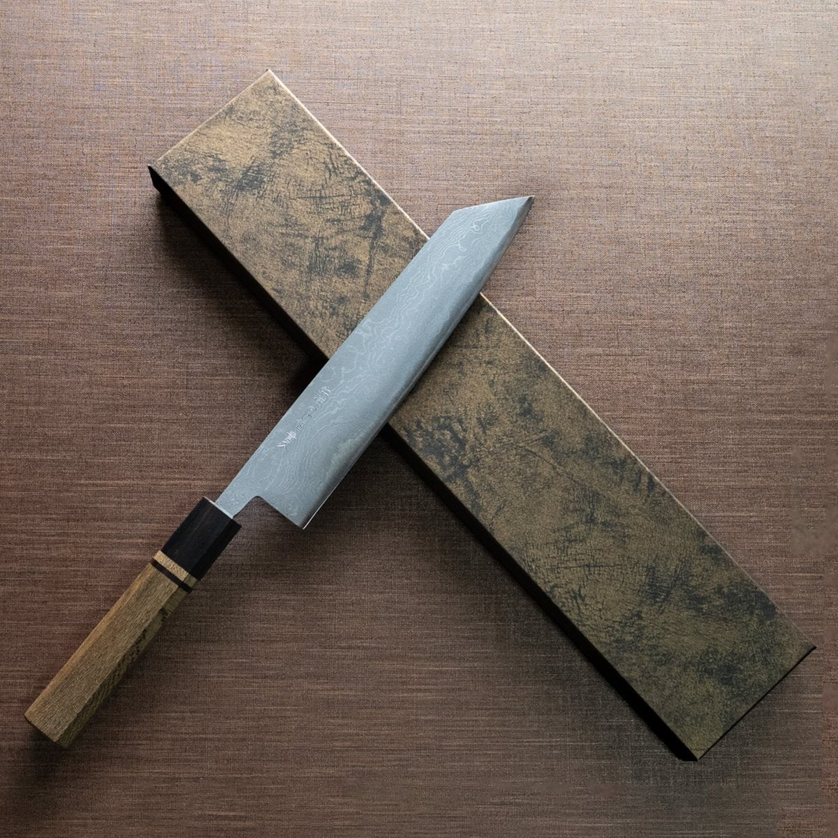 Kajihara Hamono Polished Finish Damascus Blue Steel No. 2 Kiritsuke 210mm - Japanese Food Craftsman Shop