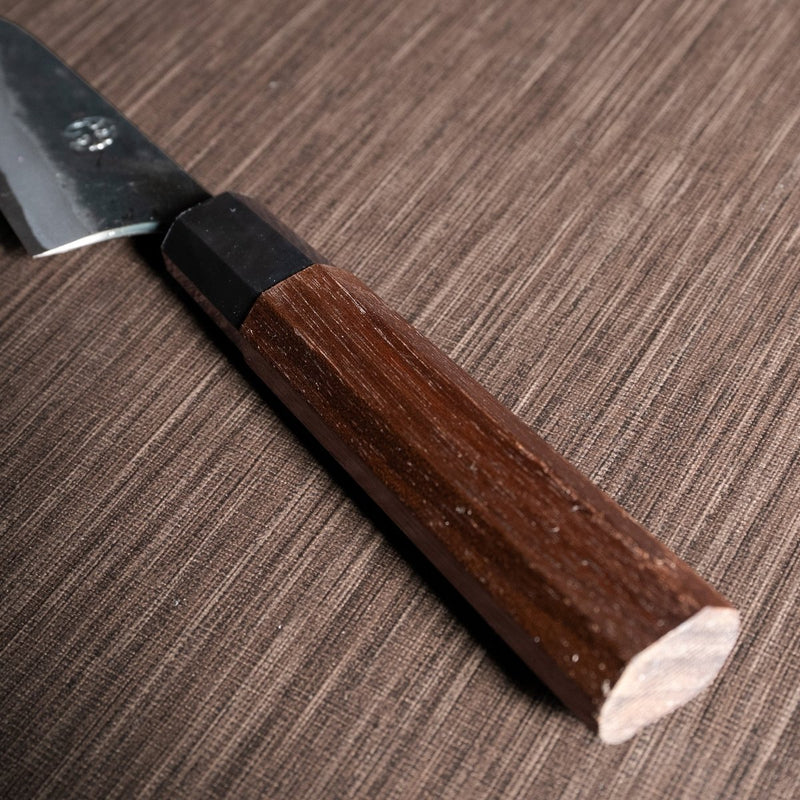 Closeup for the handle of Nishida Hamono Kurouchi Gyuto Knife 165mm