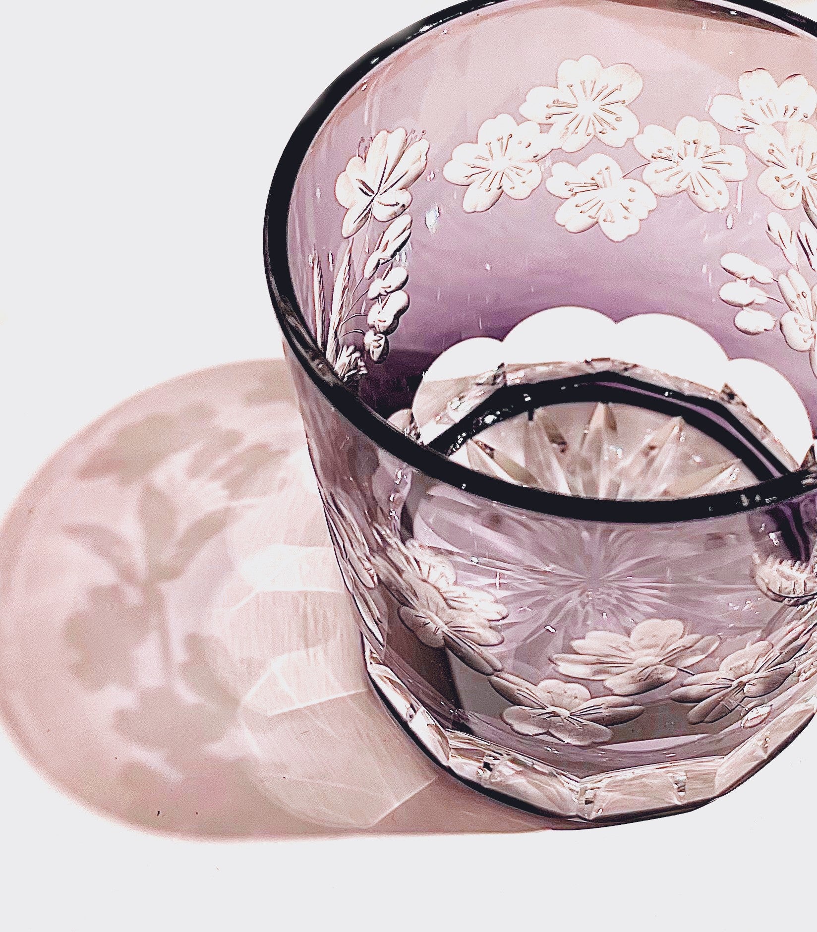 Purple Sakura Edo Kiriko Glass