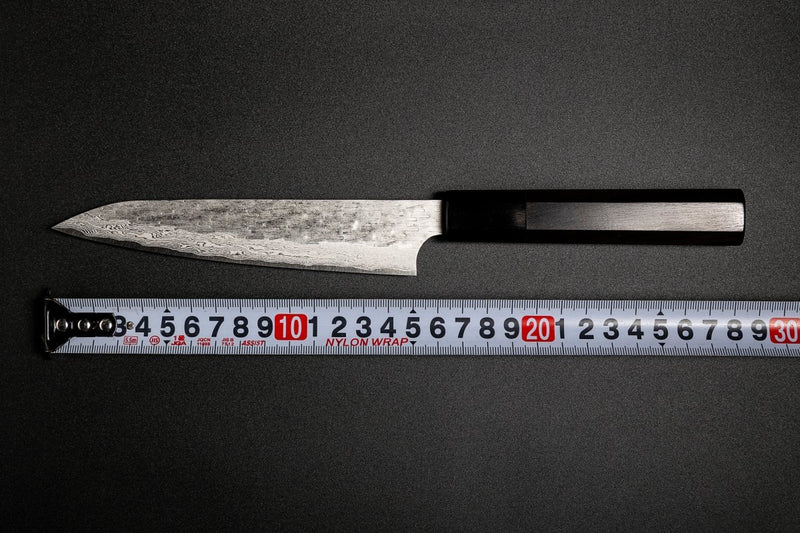VG XEOS Petty Knife by Nigara Hamono with ruler showing that blade measures 16cm