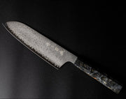 Omoi Santoku stainless steel Kitchen Knife 180mm crafted by Nenohi Cutlery on black background