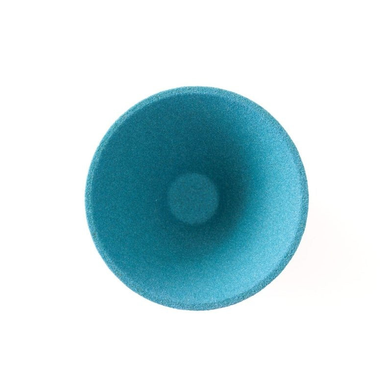 Aerial view inside blue Ceramic Coffee Filter COFIL flow on white background