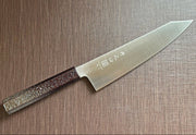 Japanese-style Kiritsuke Santoku Kitchen Knife 21cm crafted by Inoguchi Hamono in Seki, Japan with Japanese Oak handle with black urushi lacquer