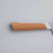 Close up of the handle of KISEKI Santoku Knife Beech variation by Fukuda Hamono