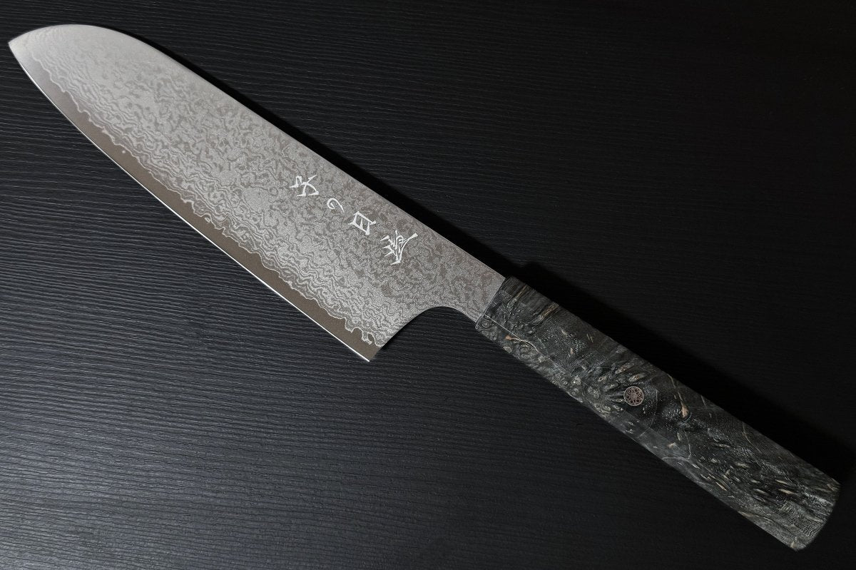 Omoi Santoku stainless steel Kitchen Knife 180mm with decorative accent in the handle crafted by Nenohi Cutlery