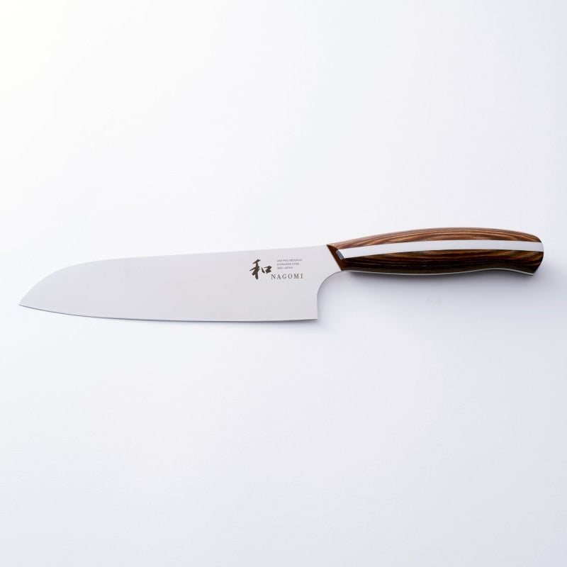 NAGOMI 2 - Piece Set (Closeup on Santoku Knife) by Mitsuboshi Cutlery on white background