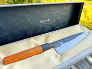 Close up of an open box for Classic Santoku Kitchen Knife 200mm by Asano Blacksmith