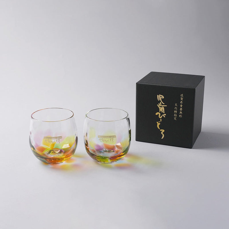Soejima Glassware Handcrafted Round Rainbow Glass