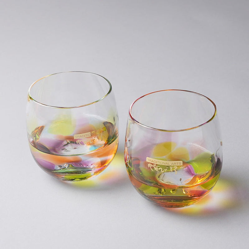 Soejima Glassware Handcrafted Round Rainbow Glass