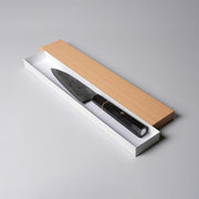 Shirou Kunimitsu Special White Steel Kurouchi Santoku Knife 170mm (Ebony Wood Handle) in an open box