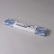 Handwritten outer packaging for Minomo Blacksmith Santoku Knife 165mm on grey background