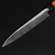 Close up of the blade of a Shirou Kunimitsu White Steel Kasumi Sashimi Knife 230mm
