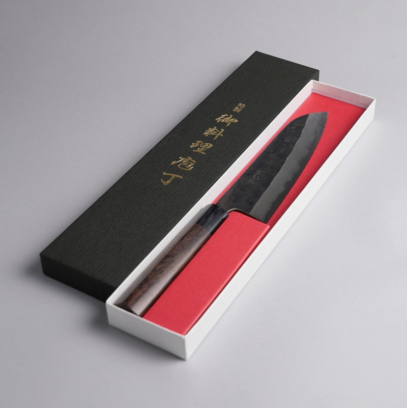 Morihiro Blacksmith Kurouchi Aogami No.1 Santoku Knife 170mm