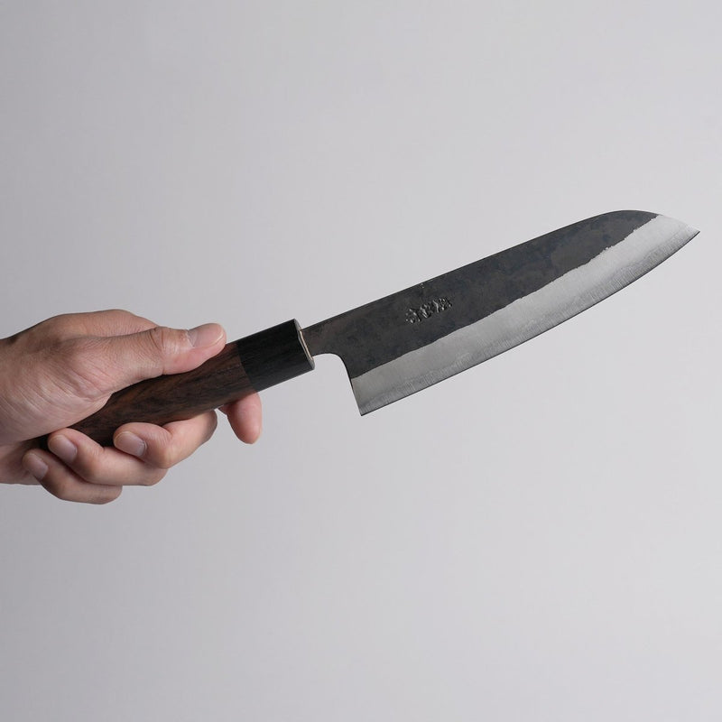 Morihiro Blacksmith Kurouchi Aogami No.1 Santoku Knife 170mm