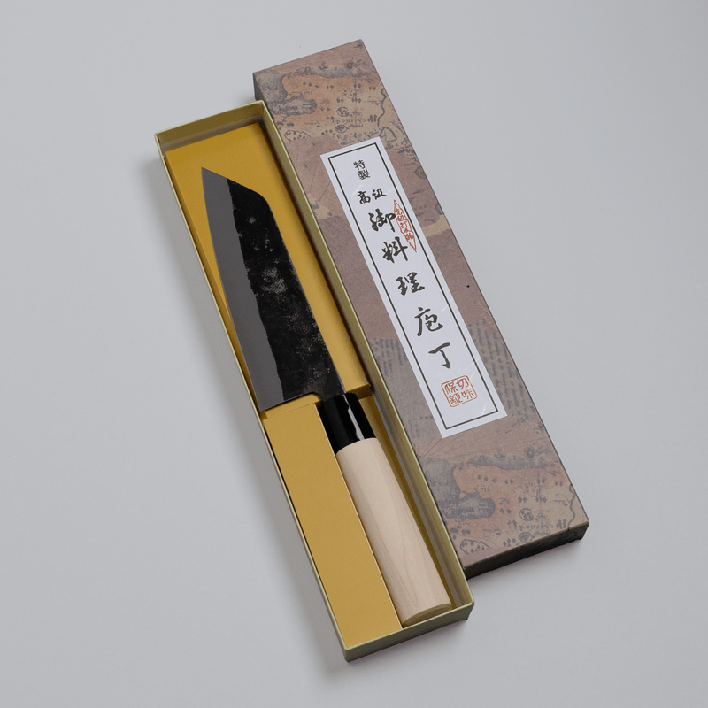 Nakamura Hamono Kurouchi Santoku Knife 165mm in its open box