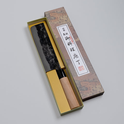 Nakamura Hamono Kurouchi Nakiri Knife 170mm in its open box