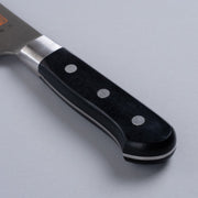 Closeup of the handle of a Inoguchi Hamono Western Santoku Knife 21cm