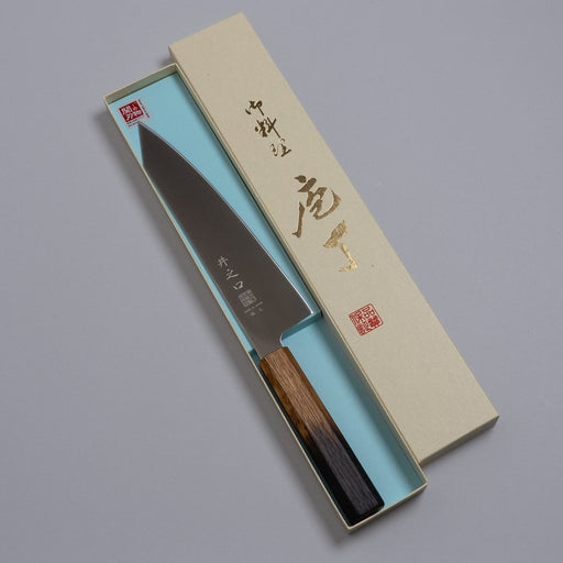 Inoguchi Hamono Japanese Kiritsuke Santoku Knife 210mm (Japanese Oak Urushi Lacquer Brown) in its open box