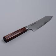 VG-10 stainless steel KIRINAMI Kiritsuke Bunka 150mm crafted by Seki Kikusui Cutlery displayed diagonally on grey background