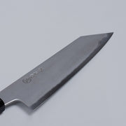 Closeup of the blade of a Sakai TAKAYUKI White Steel No.2 Kiritsuke 180mm with maker's engraving