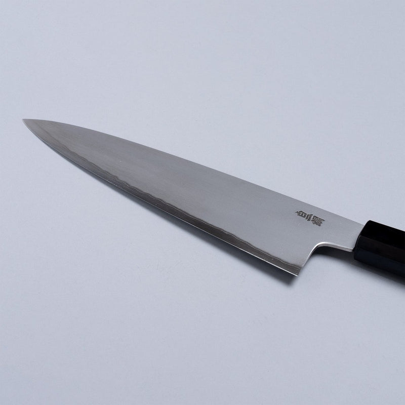 Closeup of the blade of a Sakai TAKAYUKI White Steel No.2 Gyuto 210mm