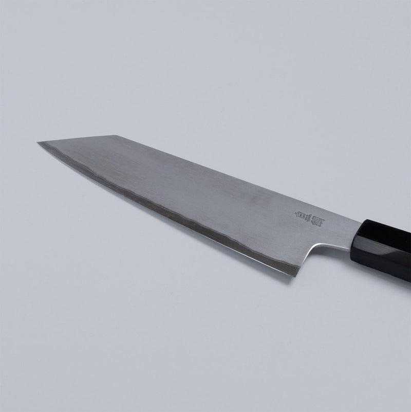 Closeup of the blade of a Sakai TAKAYUKI White Steel No.2 Kiritsuke 180mm