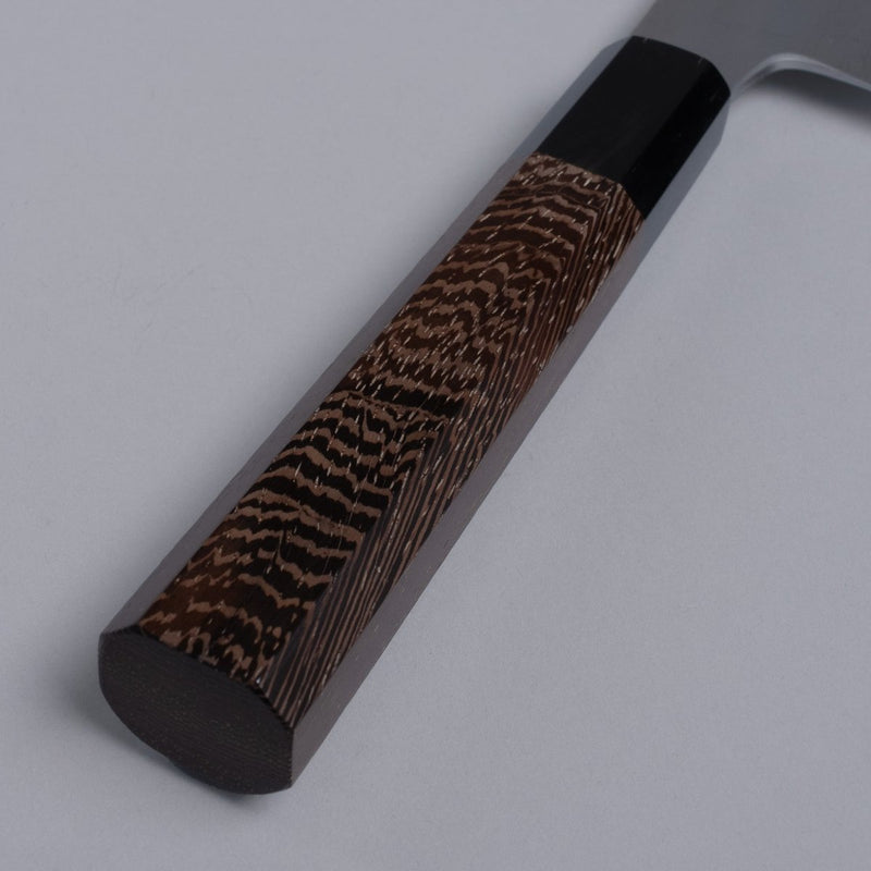 Closeup of the handle of Sakai TAKAYUKI White Steel No.2 Kiritsuke 180mm