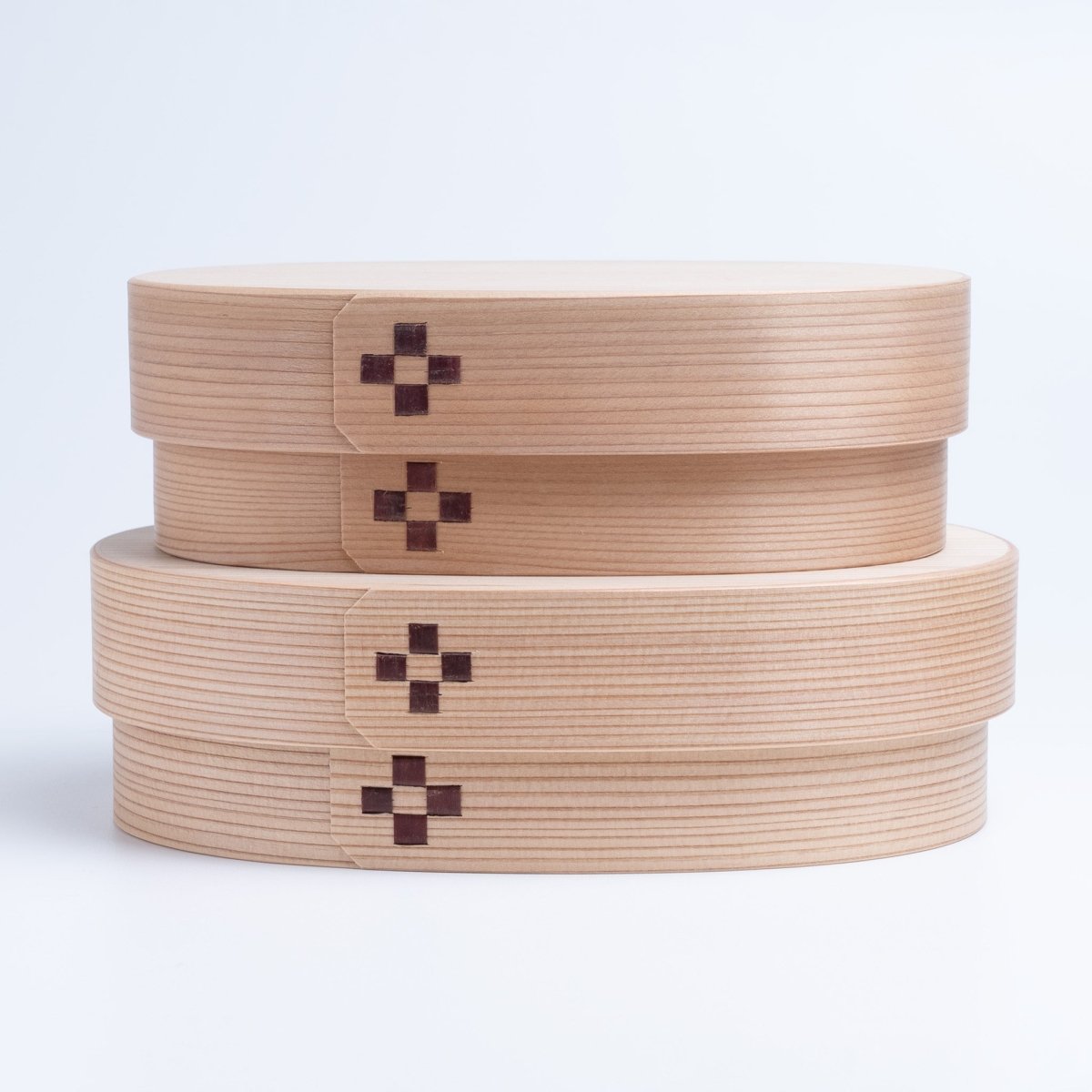 MOCKATS Bento Box with Flower Pattern in medium and big size on top of each other showing the side flower pattern