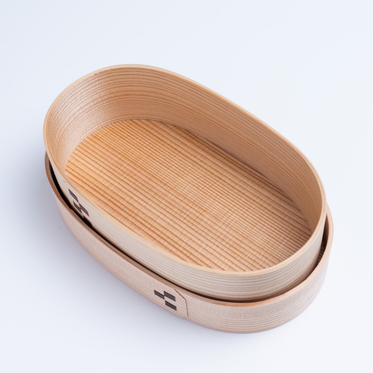 Closeup of MOCKATS Bento Box with Checked Pattern fully opened