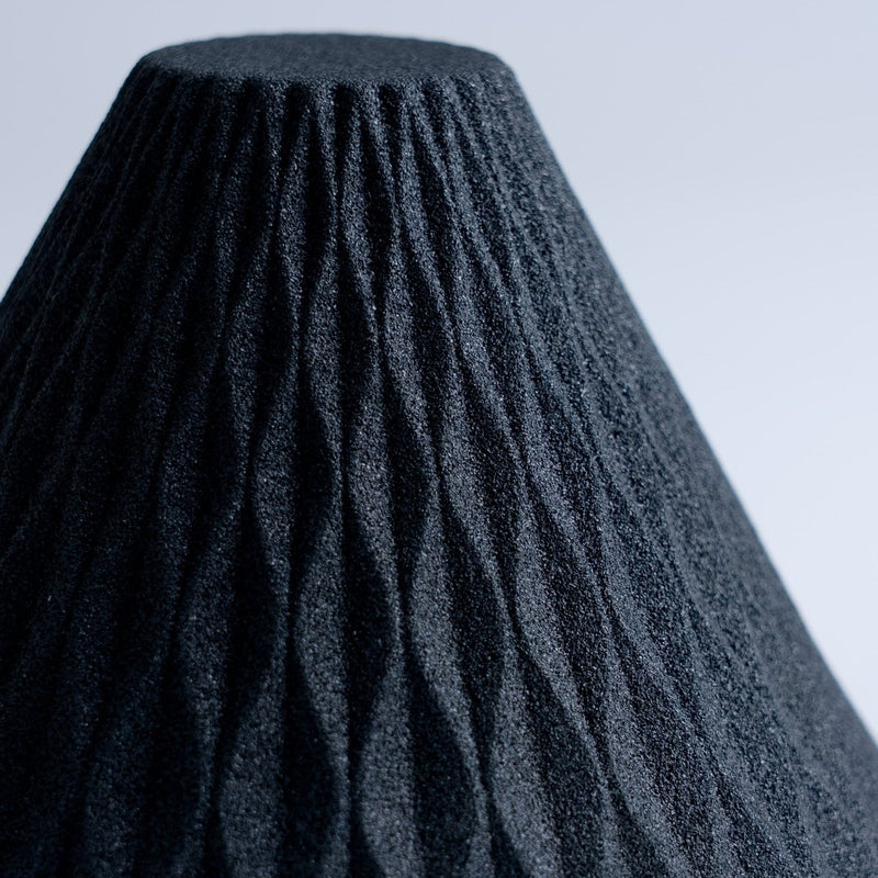 Closeup of top of COFIL Flow Ceramic Coffee Filter in black when turned upside down