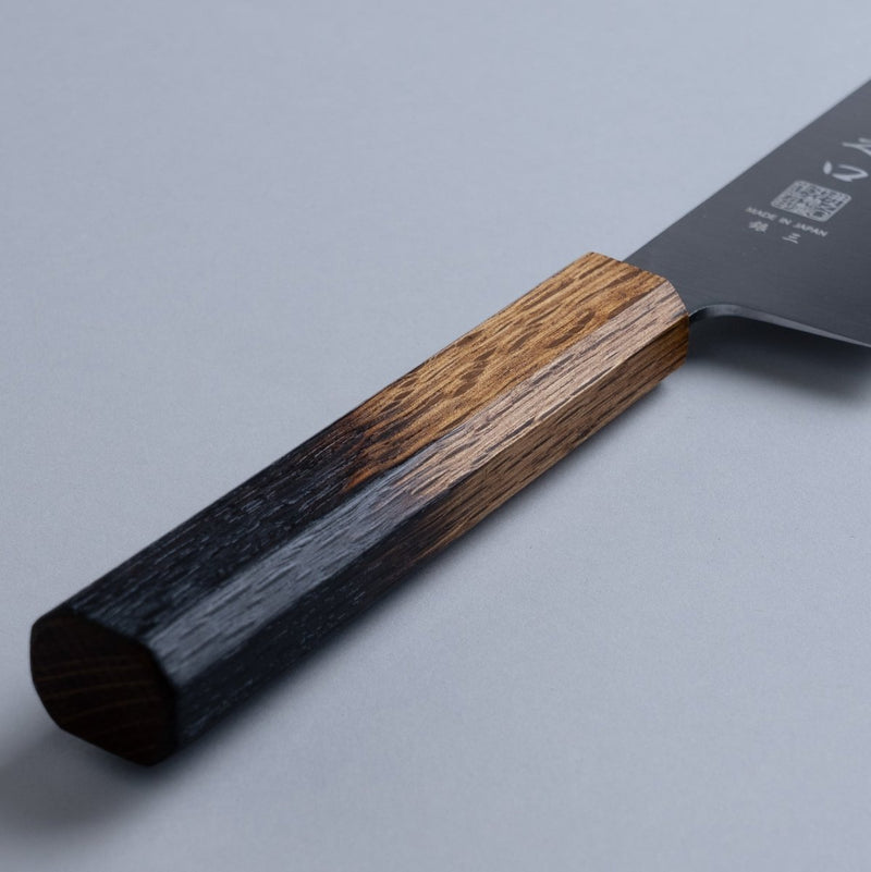 Japanese oak urushi lacquer brown handle for a Inoguchi Hamono Japanese Kiritsuke Santoku Knife 210mm