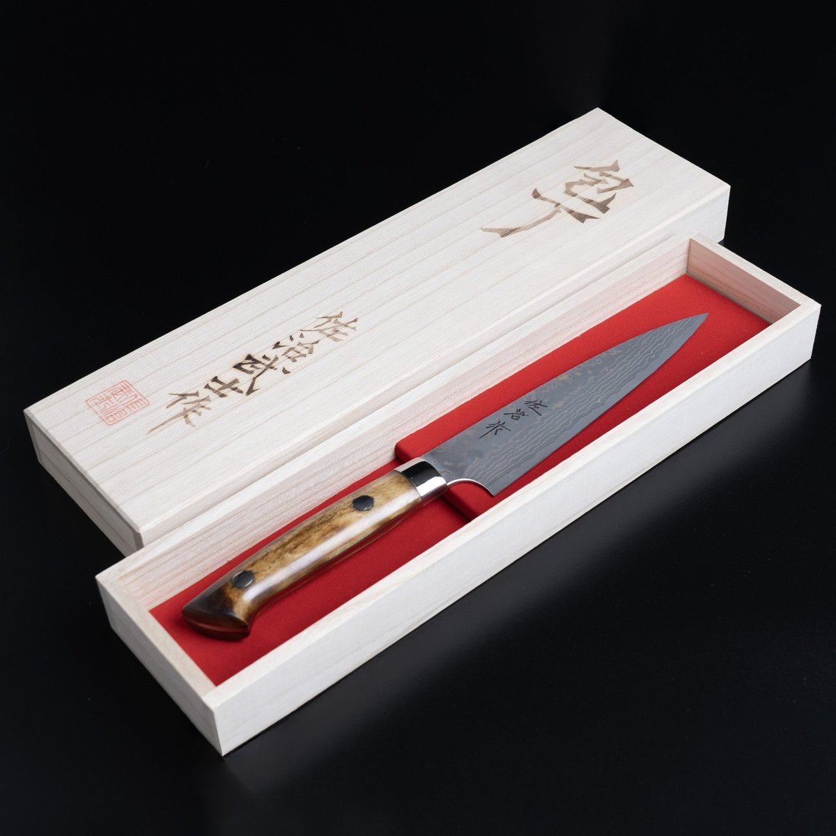 Takeshi Saji VG10W Stainless Steel Petty Knife 130mm Gold-Toned Kurouchi Finish