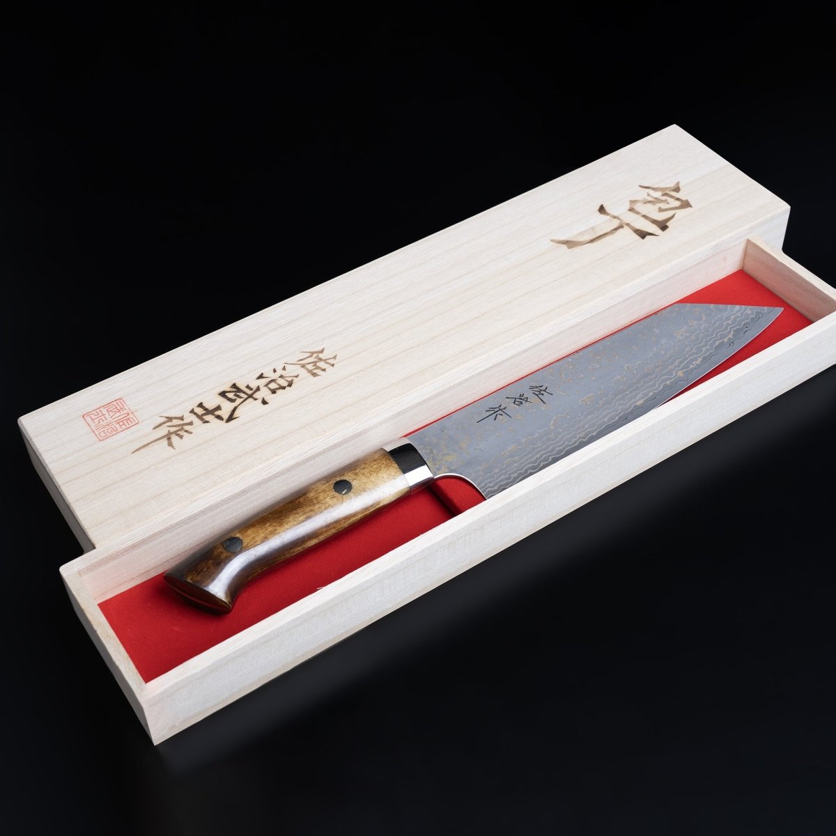 Takeshi Saji VG10W Stainless Steel Bunka Knife 180mm Gold-Toned Finish