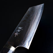 Closeup on blade of Takeshi Saji Aogami Blue Steel 2 Bunka Knife 180mm