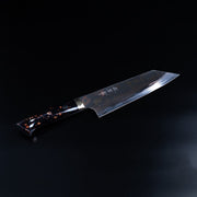 Takeshi Saji Aogami Blue Steel 2 Bunka Knife 180mm displayed diagonally on a black background