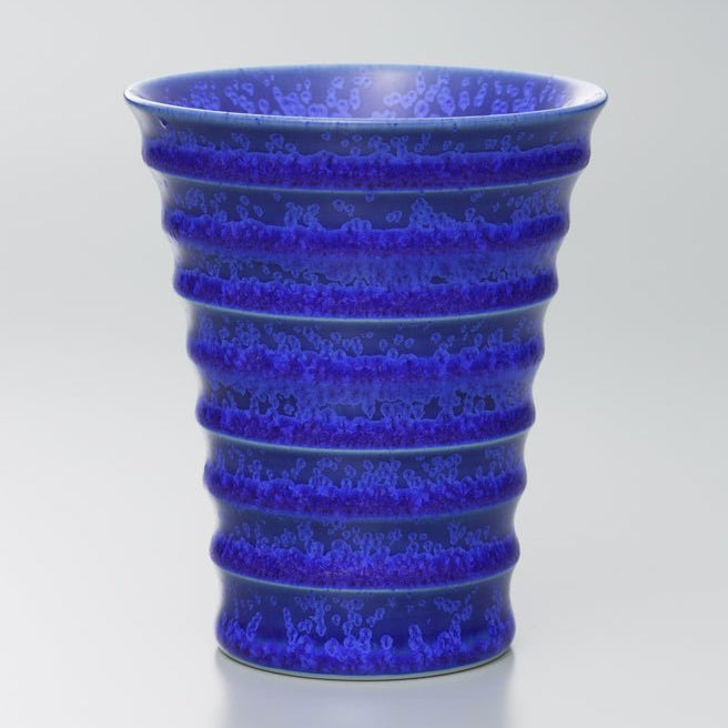 Solid lapis blue Ceramic Aritaware Cup by Imari Togei craftsmen on white background