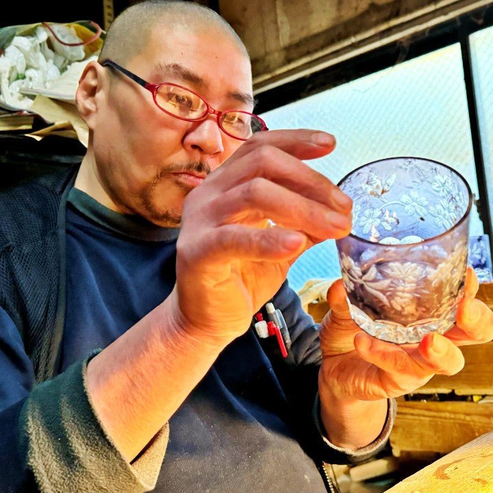 Ootomo Glassware Faceted Edo Kiriko Glass - Japanese Food Craftsman Shop