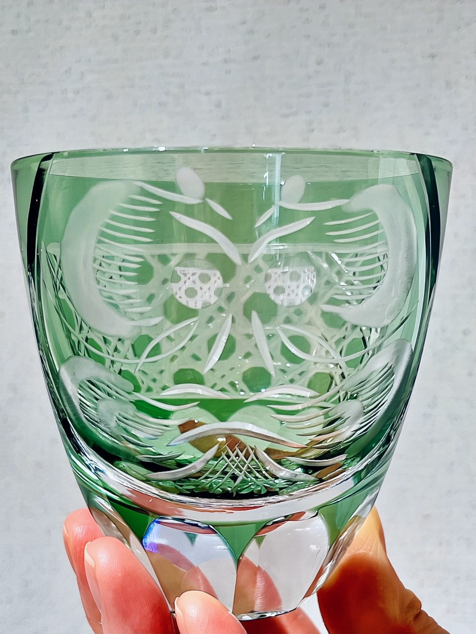 Green Daruma Edo Kiriko Glass