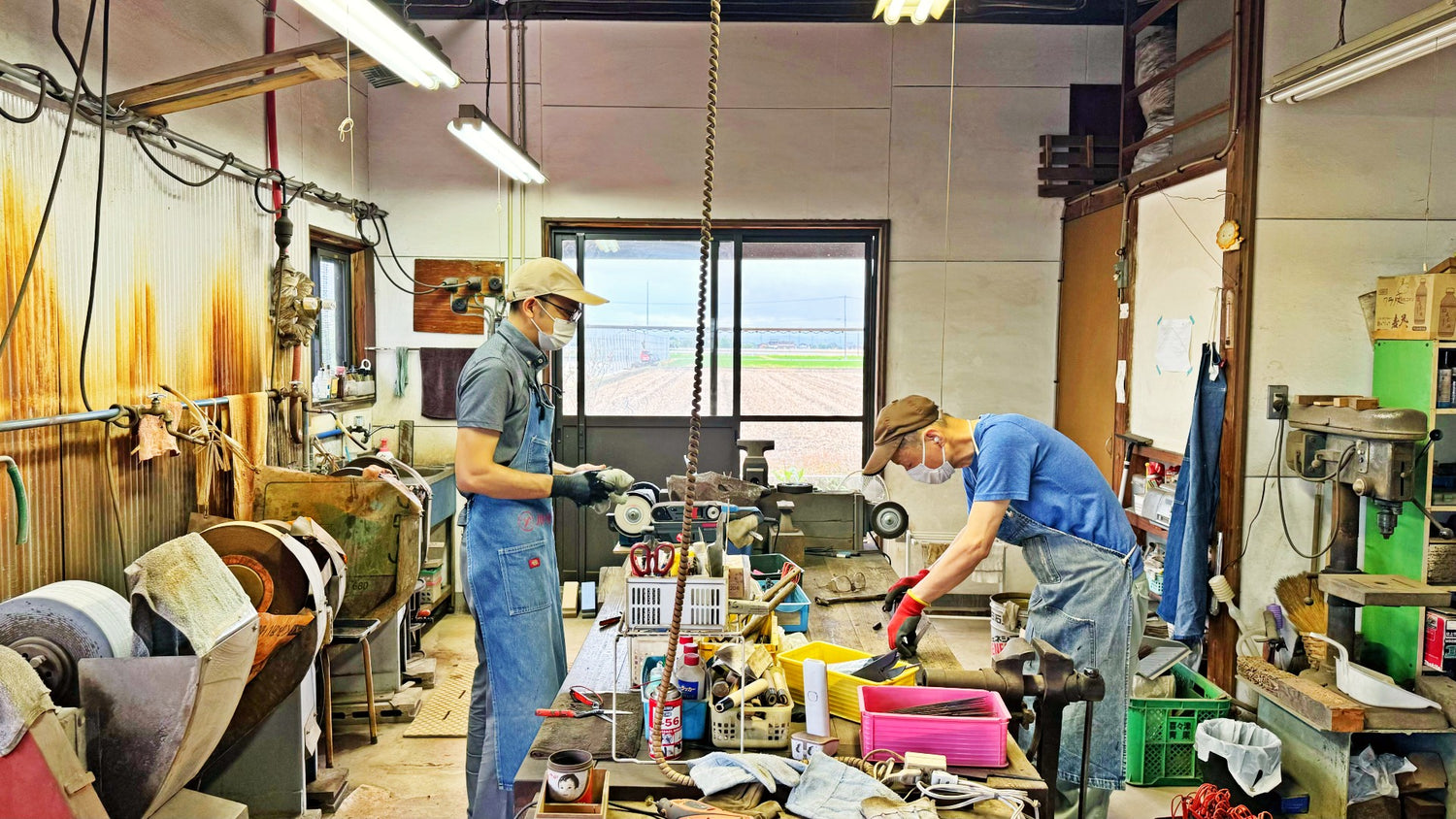Kawasaki Blacksmith craftsmen working inside the workshop