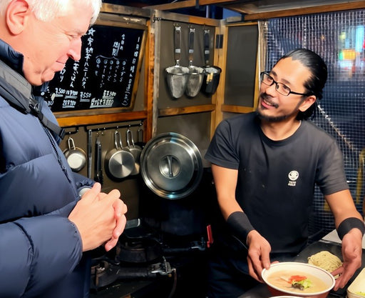 Abe-san, chef of Yatai Keiji, talking to a customer during the Ramen Cooking Experience