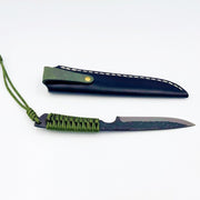 Minomo Blacksmith Ignite Knife 110mm and its sheath horizontally aligned