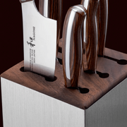 Closeup on knives in NAGOMI Knife Stand by Mitsuboshi Cutlery