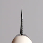 Choil shot on Minomo Blacksmith Santoku Knife 165mm on grey background