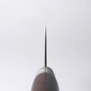 Closeup of the Miwa Hamono Kurouchi Aogami No.1 Nakiri Knife 185mm blade thickness