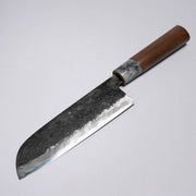 Miwa Hamono Kurouchi Aogami No.1 Santoku Knife 165mm on a white background