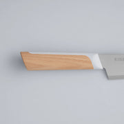Closeup of the handle of KISEKI Petty Knife Beech variation