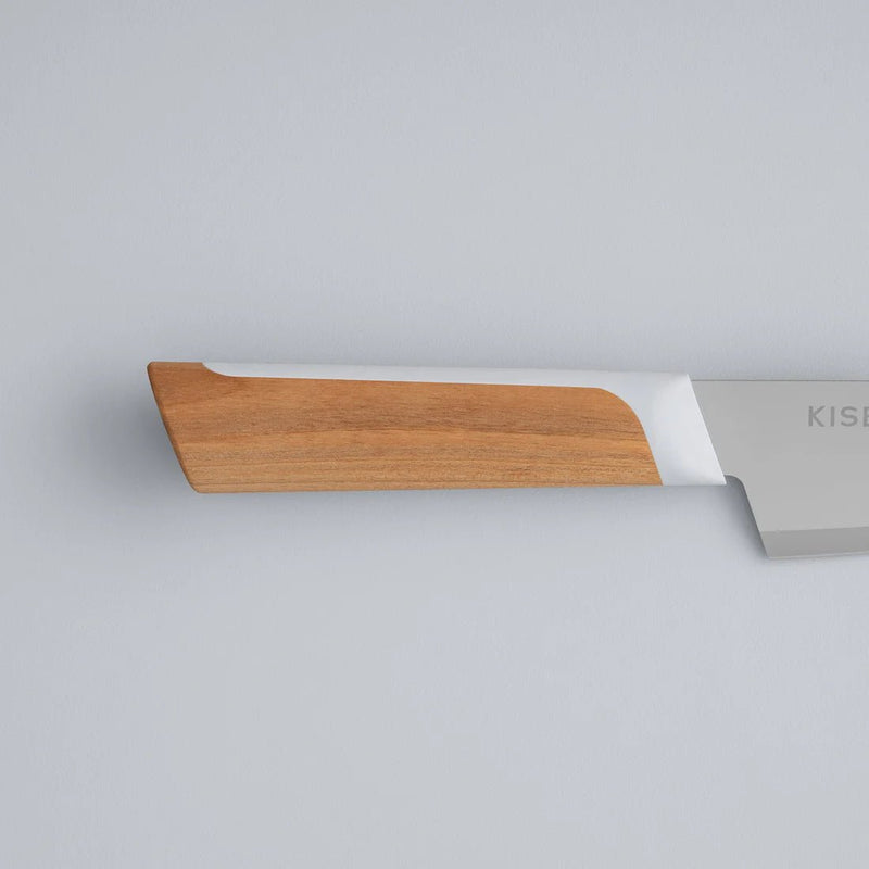 Closeup of the handle of a KISEKI Petty Knife Yamazakura Cherry variation